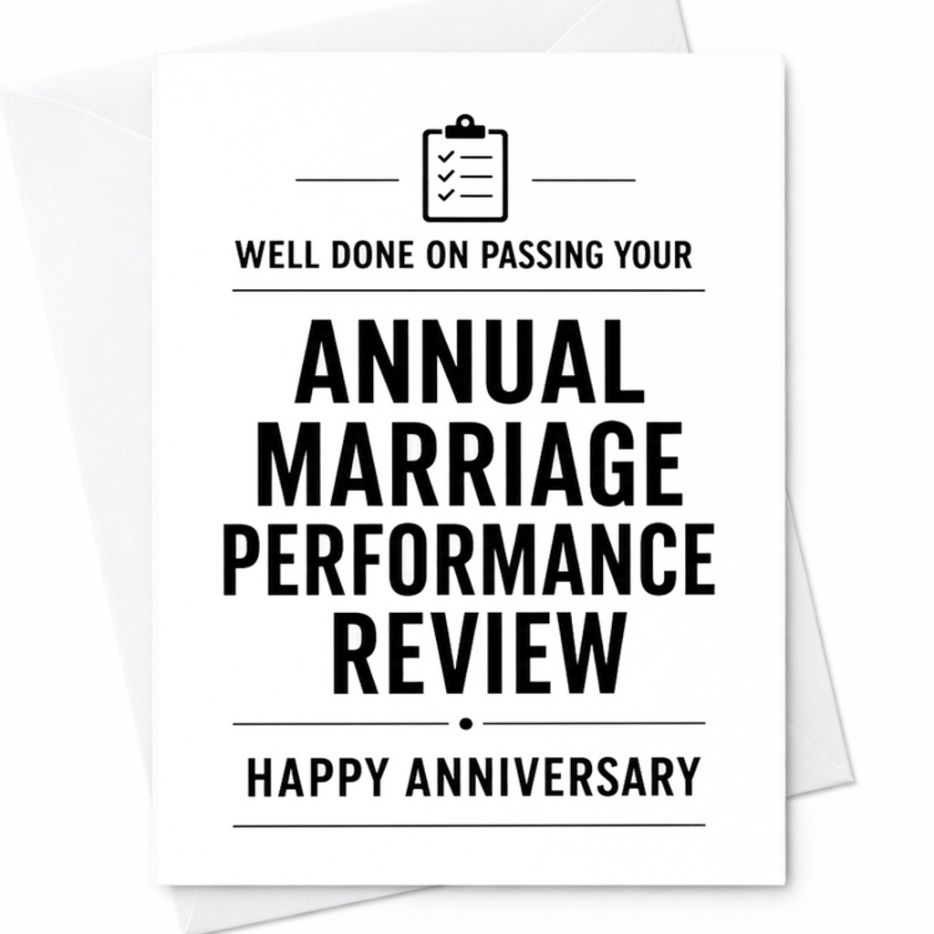 Well Done On Passing Your Annual Marriage Performance Review Happy Anniversary Card Funny Anniversary Card For Husband Or Wife C2839