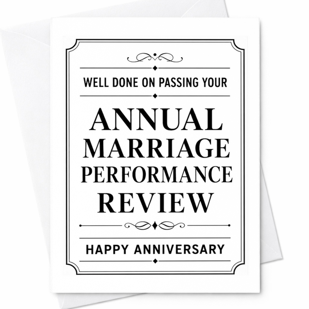 Well Done On Passing Your Annual Marriage Performance Review Happy Anniversary Card Funny Anniversary Card For Husband Wife C2840