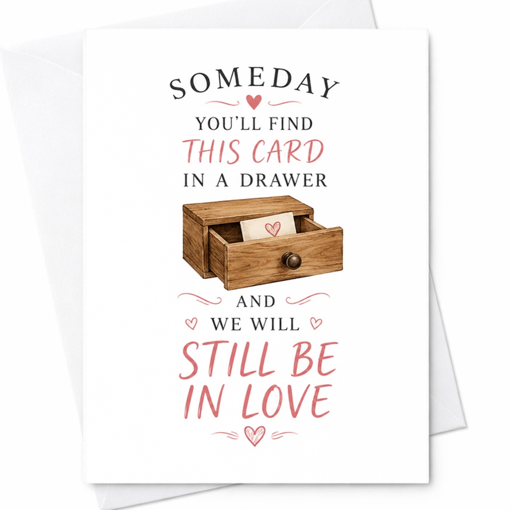 Someday You'll Find This Card In A Drawer And We Will Still Be In Love Romantic Anniversary Card For Husband Wife Sentimental C2845