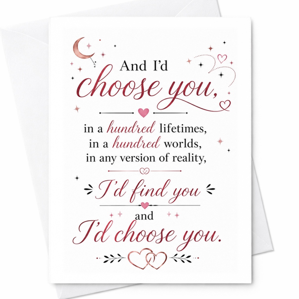 And I'd Choose You Romantic Anniversary Card For Him Or Her Sweet Love Card Valentine's Day Card For Couple Husband Wife C2848