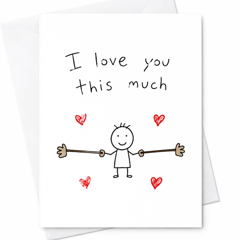 I Love You This Much Cute Anniversary Card Romantic Greeting For Wife Husband Girlfriend Boyfriend Sweet Love Card C2855