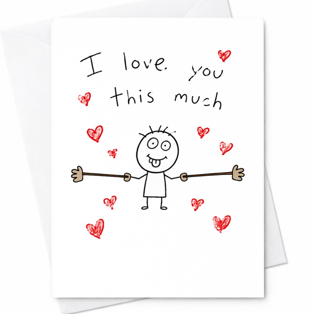I Love You This Much Cute Anniversary Card Romantic Love Card For Husband Wife Sweetheart With Hearts Adorable C2856