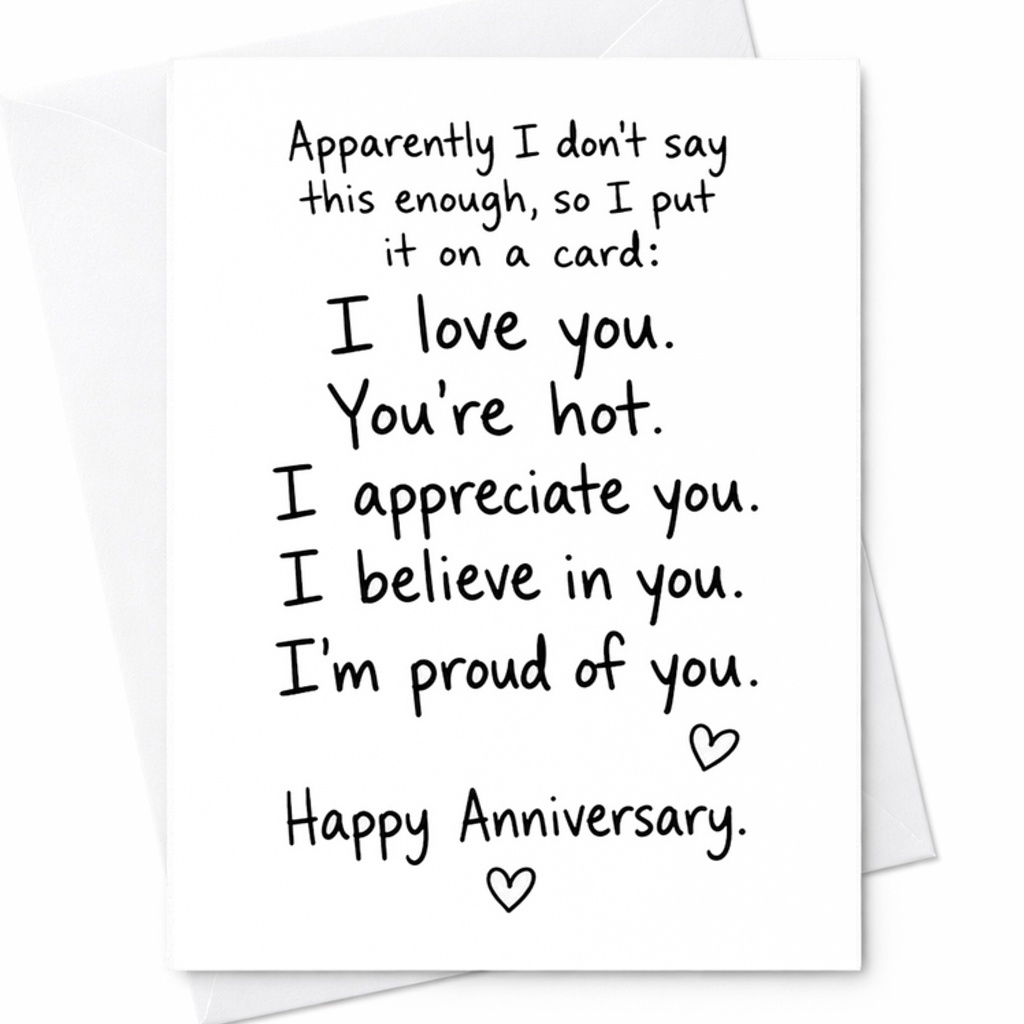 Apparently I Don't Say This Enough So I Put It On A Card Happy Anniversary Card Romantic Love Card For Husband Wife Partner C2859