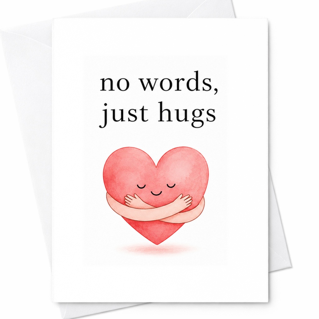 No Words, Just Hugs Romantic Love Card Anniversary Birthday Husband Wife Cute Heart Sentimental Greeting Card C2818