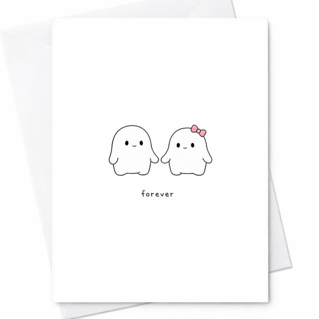 Forever Cute Anniversary Card For Spouse Partner Soulmate Adorable Ghost Couple Romantic Greeting Card Includes Envelope C2821