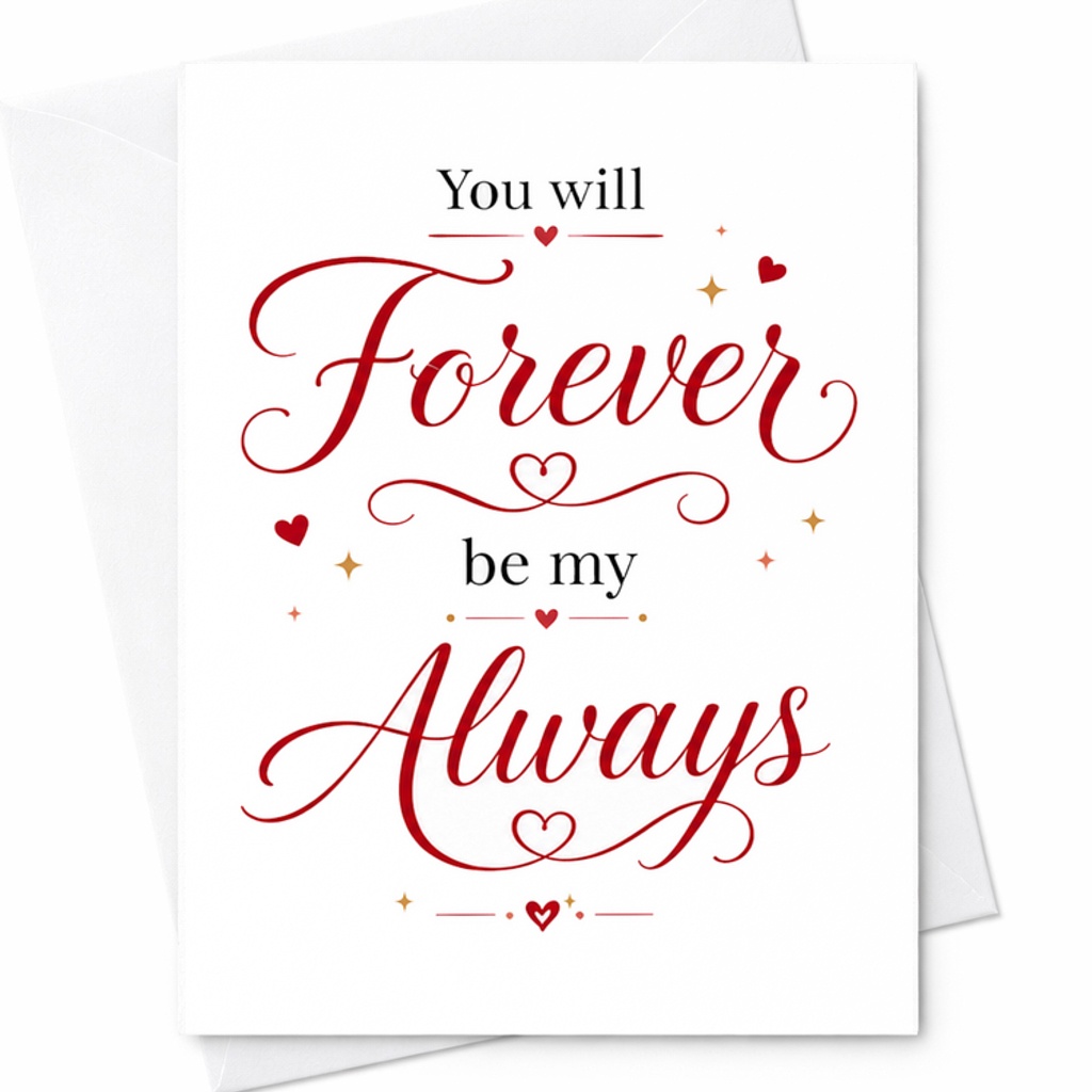 You Will Forever Be My Always Romantic Anniversary Card For Partner Sweet Love Card For Husband Wife Cute Heart C2841