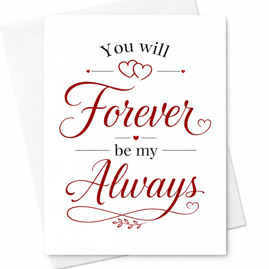 You Will Forever Be My Always Romantic Anniversary Card For Couples Sweet Love Keepsake Wedding Engagement Card C2842