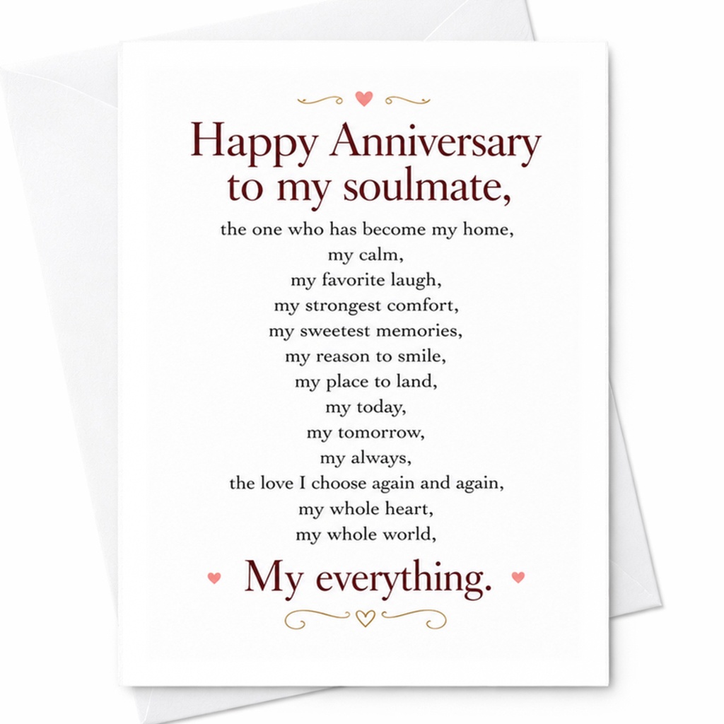 Happy Anniversary To My Soulmate Anniversary Card Romantic Love Card For Wife Husband Partner Sweet Sentimental Greeting Card C2853