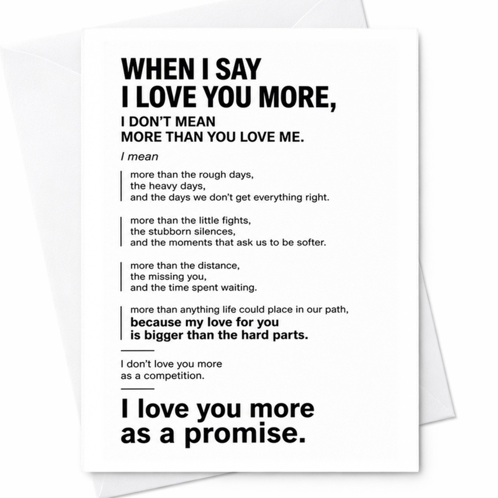 I Love You More As A Promise Romantic Anniversary Card For Couple Sweet Love Card For Husband Wife Sentimental Wedding Card C2862
