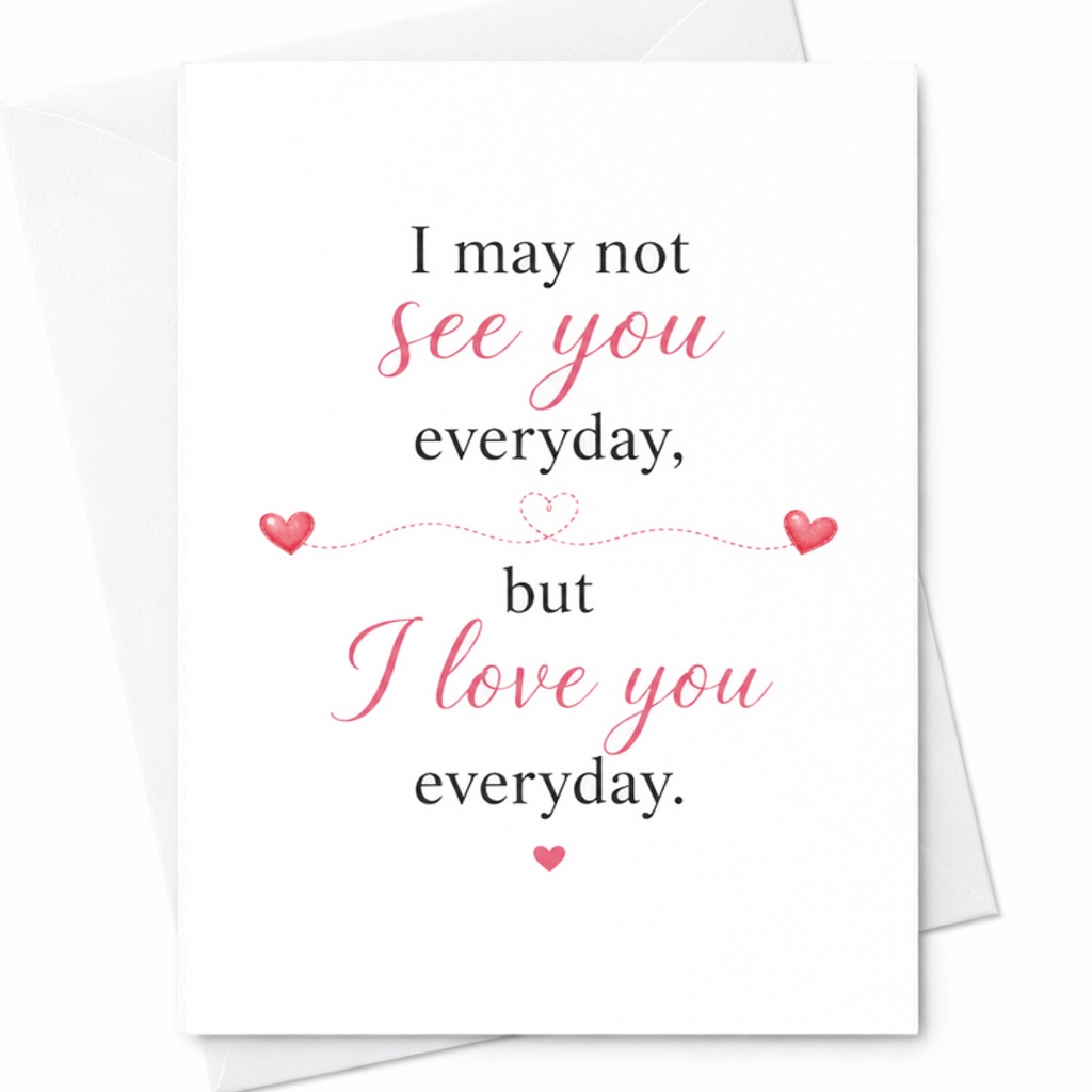 I May Not See You Everyday But I Love You Everyday Romantic Anniversary Card Sweet Love Card For Couples Valentines Day C2873