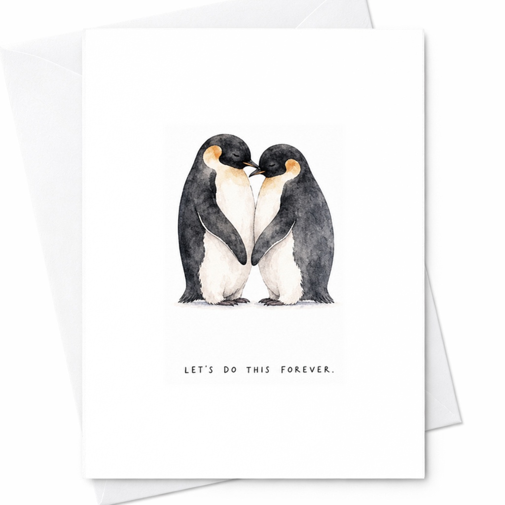 Let's Do This Forever Anniversary Card Cute Penguins Romantic Love Card For Couples Wedding Engagement Sweet Sentimental C2888