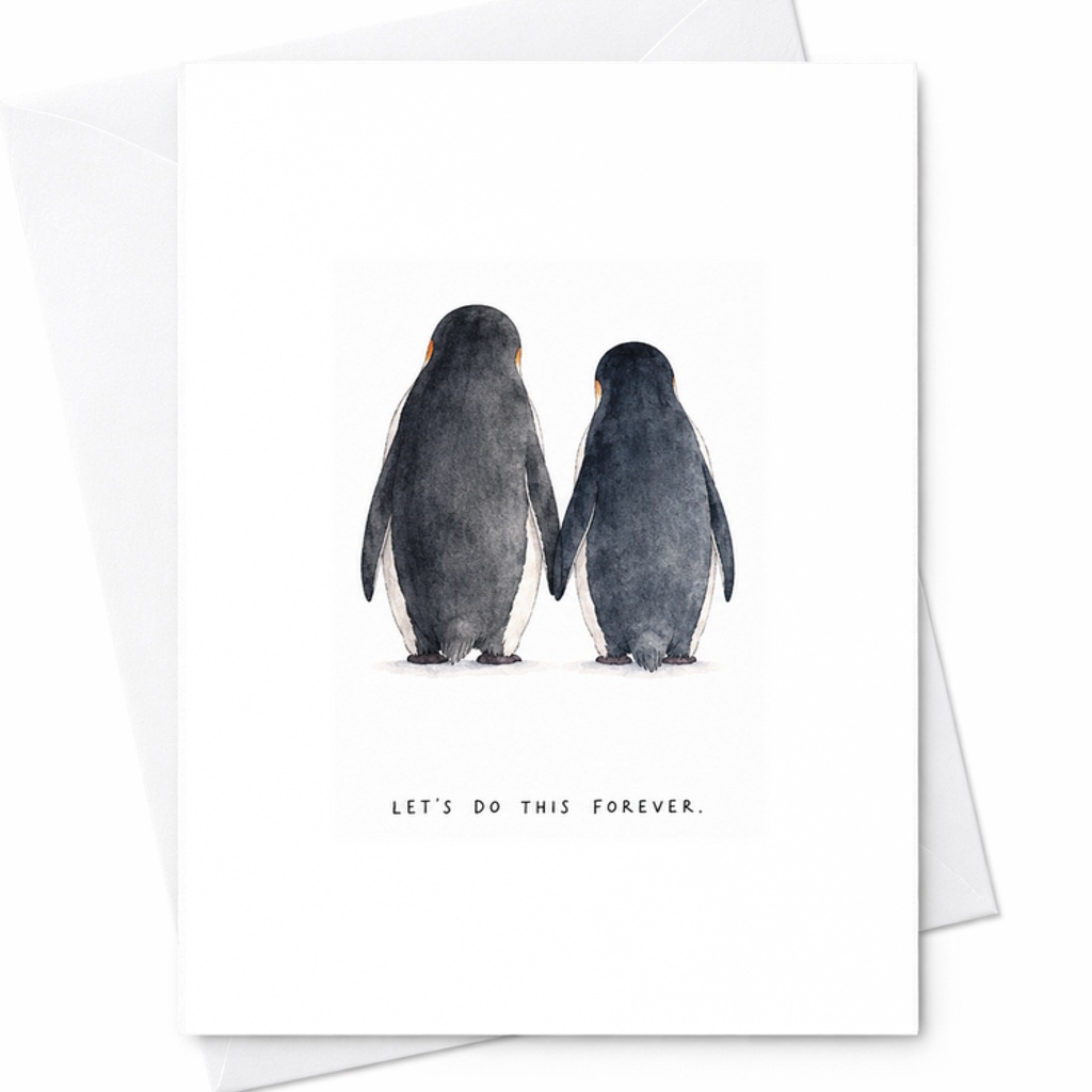 Let's Do This Forever Romantic Anniversary Card Cute Penguins Couple Love Card Wedding Engagement Card Sweet Sentimental C2889