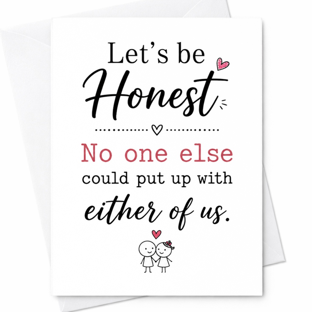 Let's Be Honest No One Else Could Put Up With Either Of Us Funny Anniversary Card For Couple Romantic Love Card For Him Or Her C2904