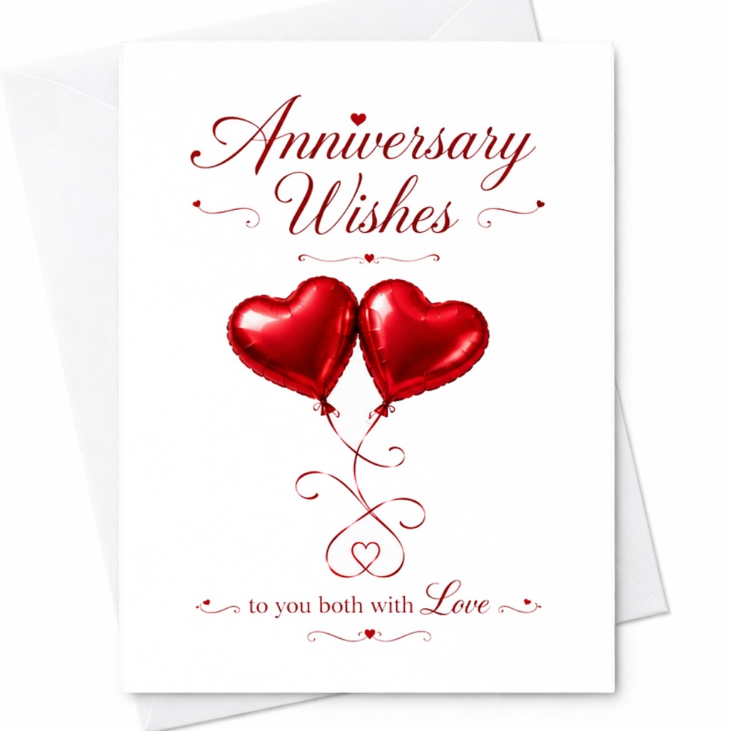 Anniversary Wishes To You Both With Love Romantic Anniversary Card For Couple Heart Balloons Sweet Sentimental Greeting Card C2870