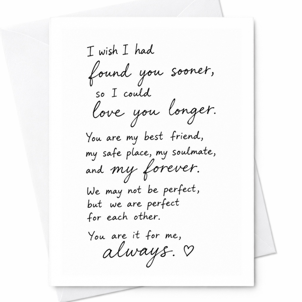 I Wish I Had Found You Sooner Love You Longer Anniversary Card Romantic Soulmate Best Friend Forever Valentine Card C2874