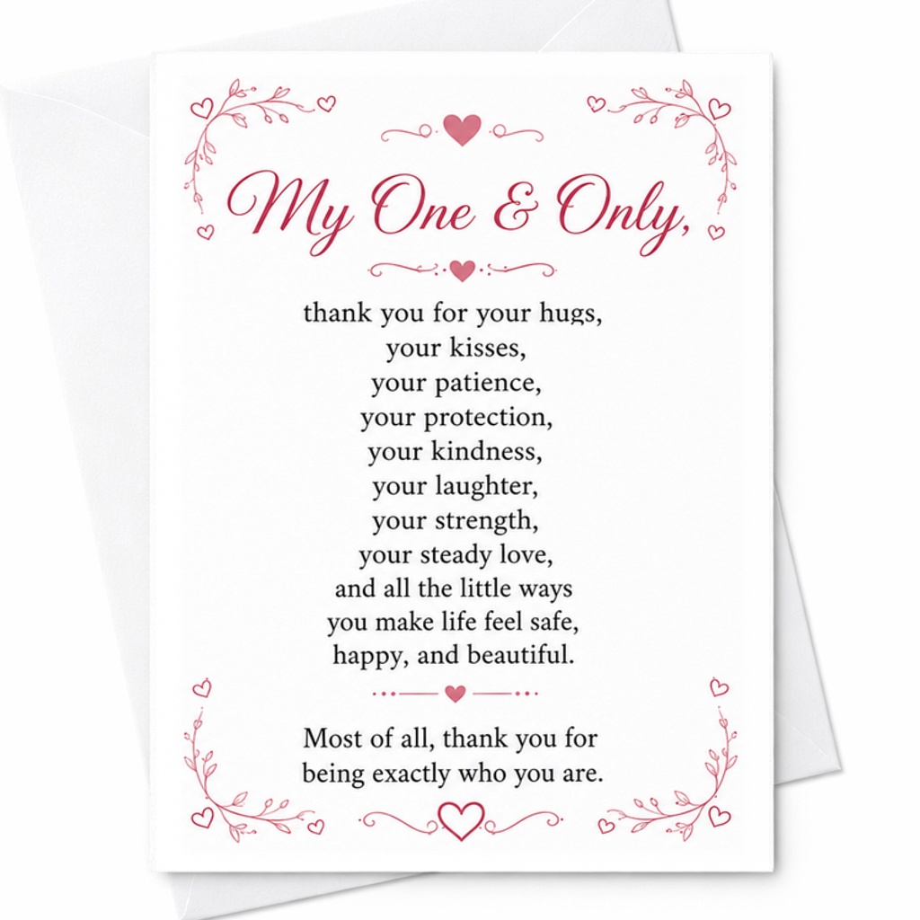 My One & Only Romantic Anniversary Card For Spouse Partner Heartfelt Love Message Sweet Sentimental Greeting Card For Couples C2884