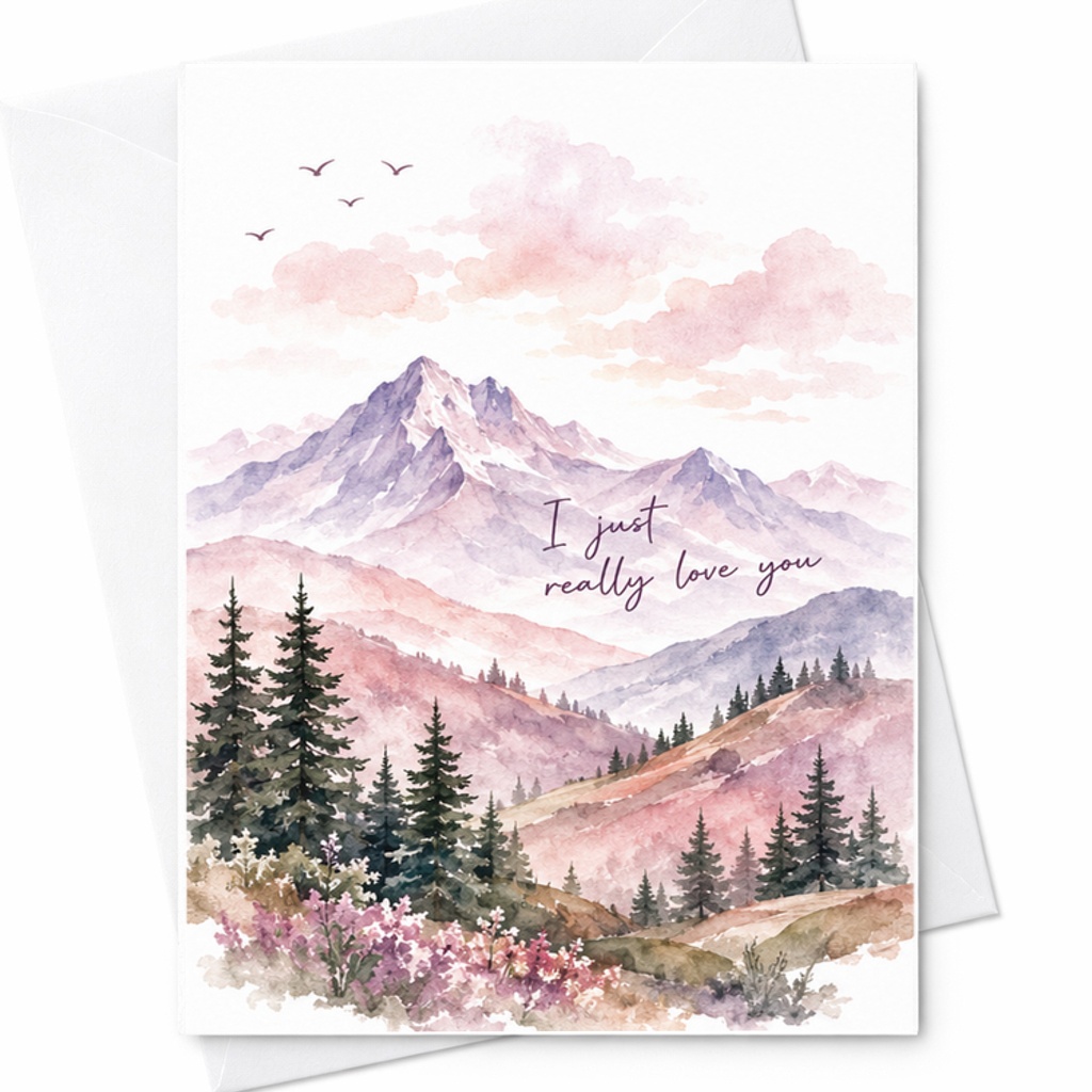 I Just Really Love You Romantic Greeting Card Anniversary Card For Wife Husband Sweet Love Card For Couples With Mountain Scene C2887