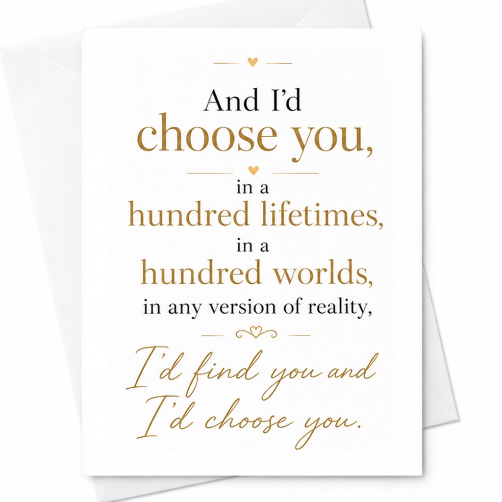 And I'd Choose You Romantic Anniversary Card Wedding Love Card For Couple Sweet Sentimental Card For Husband Wife Partner C2903