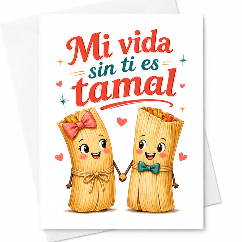 Mi Vida Sin Ti Es Tamal Romantic Spanish Love Card Cute Anniversary Valentine’s Day Card For Partner Lover Sweet C2906