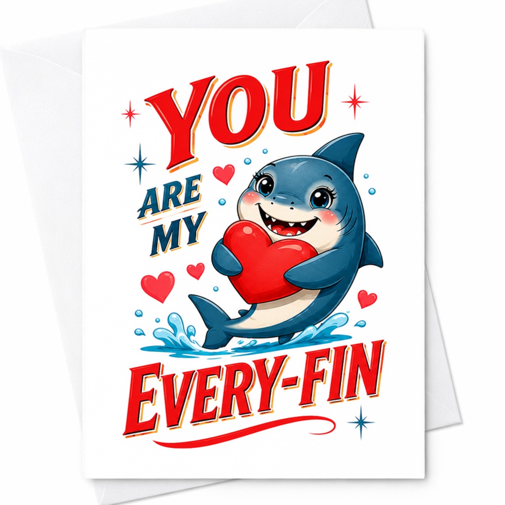 You Are My Every-Fin Cute Anniversary Card Romantic Love Greeting Card For Boyfriend Girlfriend Wife Husband With Shark C2908