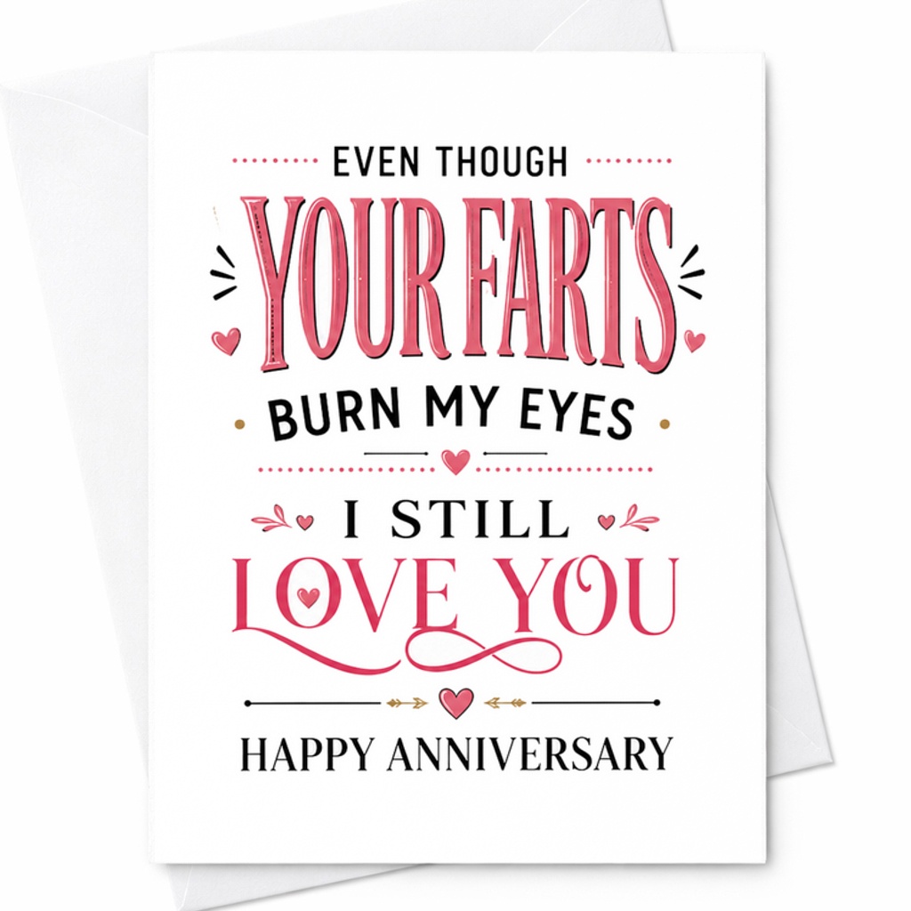 Even Though Your Farts Burn My Eyes I Still Love You Happy Anniversary Card Funny Romantic Card For Husband Wife Couple C2915