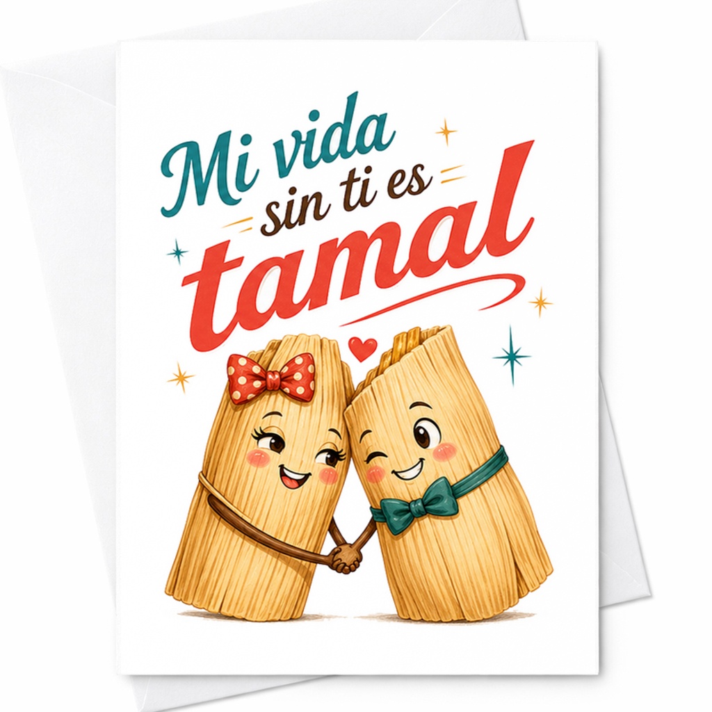 Mi Vida Sin Ti Es Tamal Cute Anniversary Card Romantic Couple Love Greeting Card For Valentine's Day Or Wedding Celebration C2907