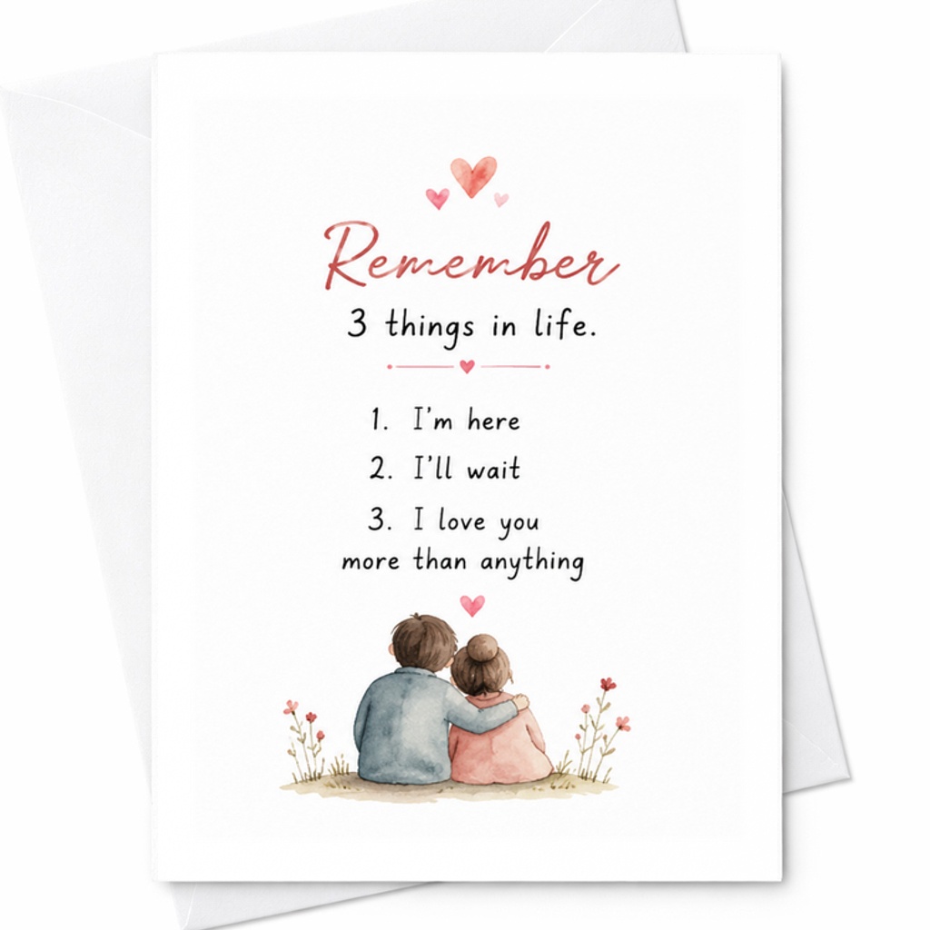 Remember 3 Things In Life I’m Here I’ll Wait I Love You More Than Anything Romantic Anniversary Card For Partner Sweet Love C2921