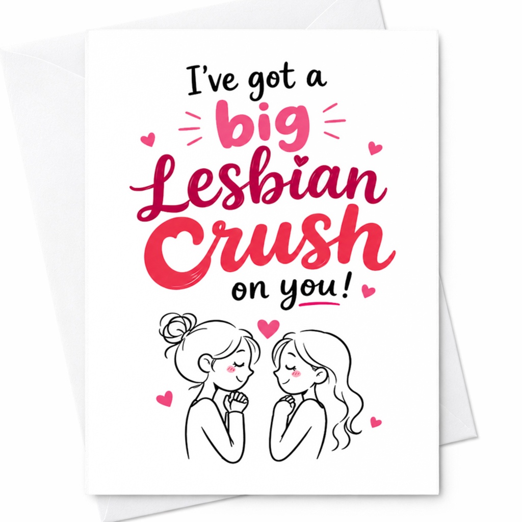 I've Got A Big Lesbian Crush On You Cute Romantic Card Valentine's Day Card For Her Girlfriend Love Card Sweet Lgbtq+ Card C2922