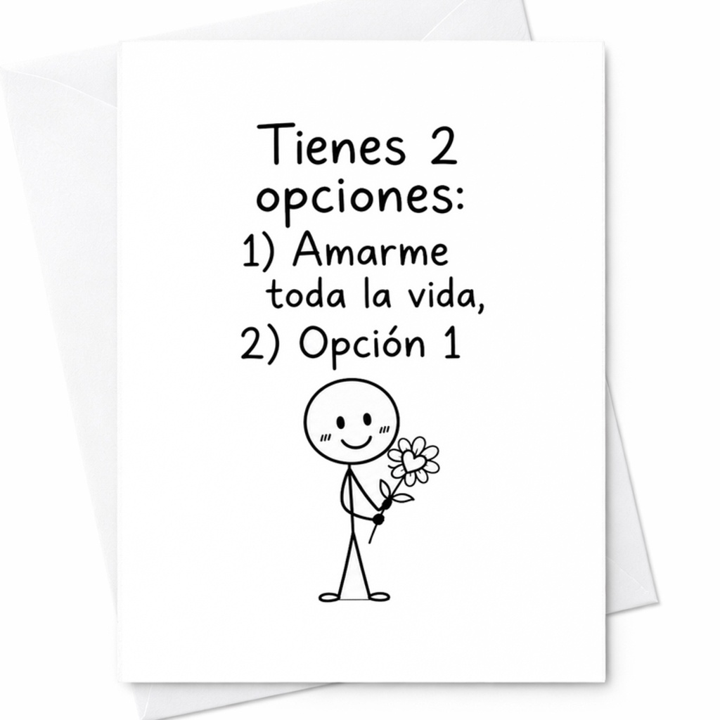 Tienes 2 Opciones: Amarme Toda La Vida, Opción 1 Romantic Anniversary Card Cute Love Card For Couples Sweet Spanish Greeting C2924