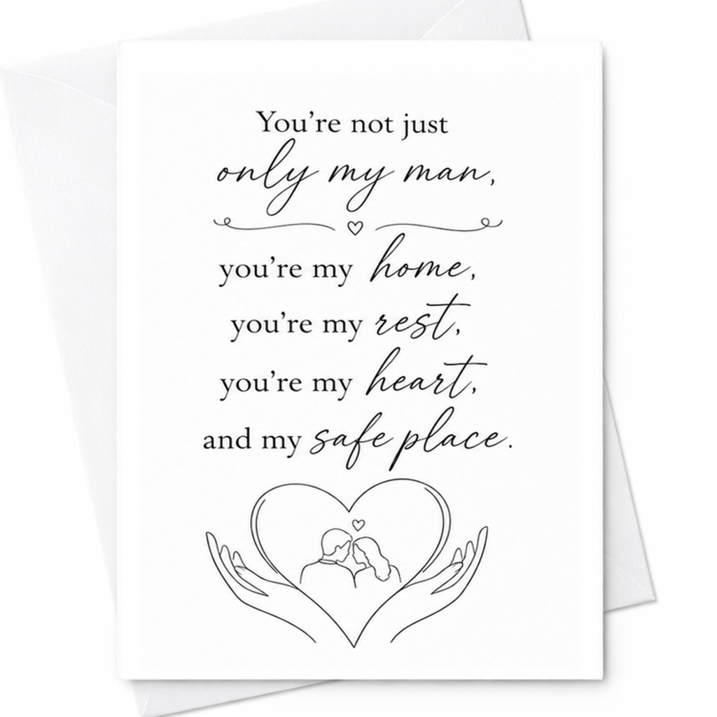 You're Not Just Only My Man You're My Home Rest Heart Safe Place Romantic Anniversary Card Husband Wife Sentimental Love C2937