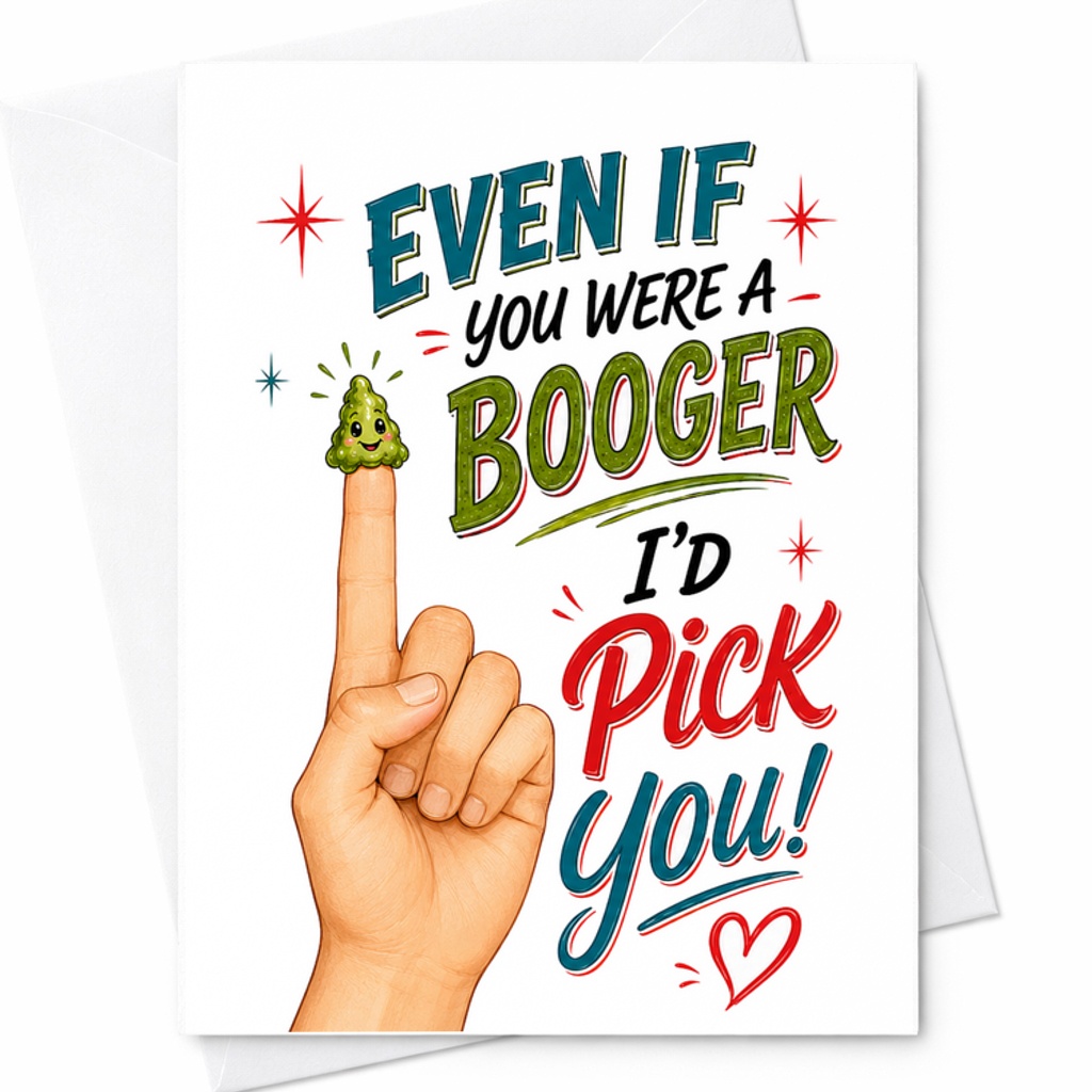 Even If You Were A Booger I'd Pick You Funny Anniversary Card Romantic Love Note For Boyfriend Girlfriend Cute C2943