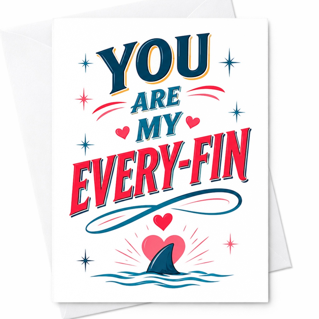 You Are My Every-Fin Cute Love Card Anniversary Card Romantic Greeting For Husband Wife Him Her Sweet Valentine's Day Card C2909