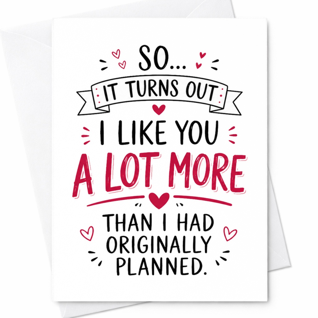 So It Turns Out I Like You A Lot More Than I Had Originally Planned Romantic Valentine's Day Card Anniversary Love Card C2911