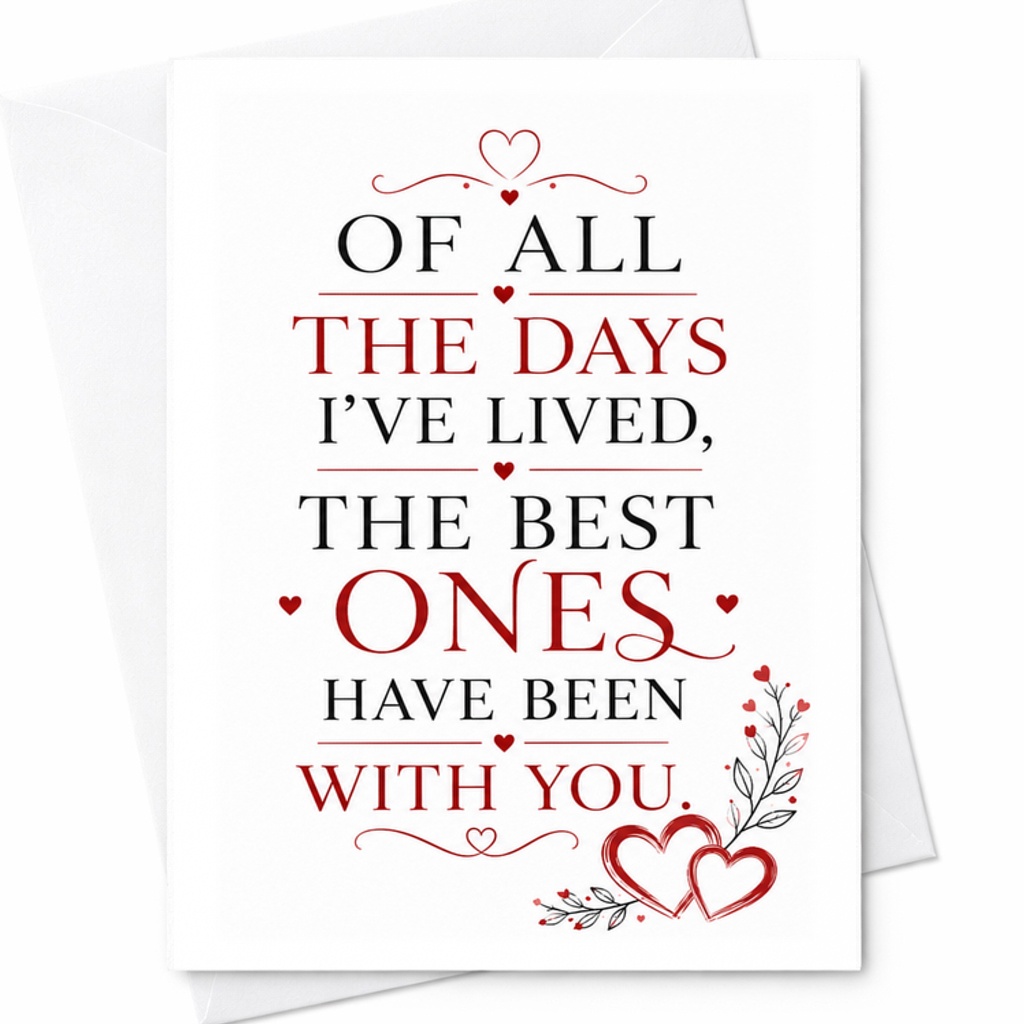 Of All The Days I've Lived, The Best Ones Have Been With You Romantic Anniversary Card For Husband Boyfriend Sweet Love C2913