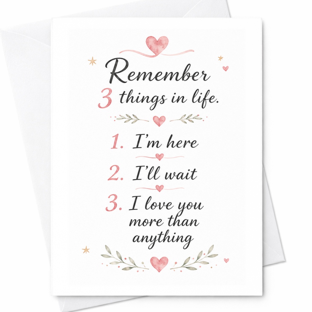 Remember 3 Things In Life Romantic Anniversary Card I Love You More Than Anything Sweet Love Card For Wife Husband Couple C2918
