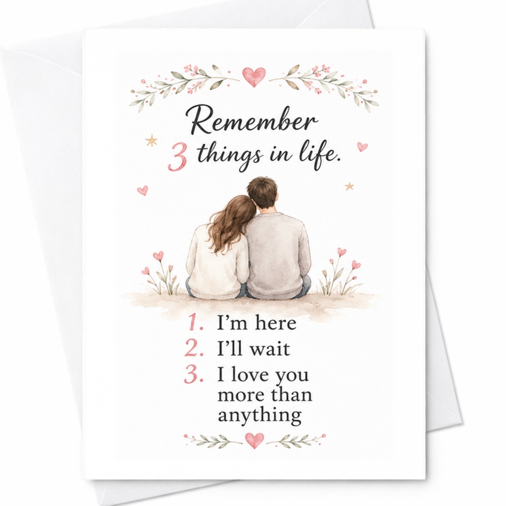 Remember 3 Things In Life Romantic Anniversary Card I Love You More Than Anything Sweet Card For Couple Wedding Engagement C2919