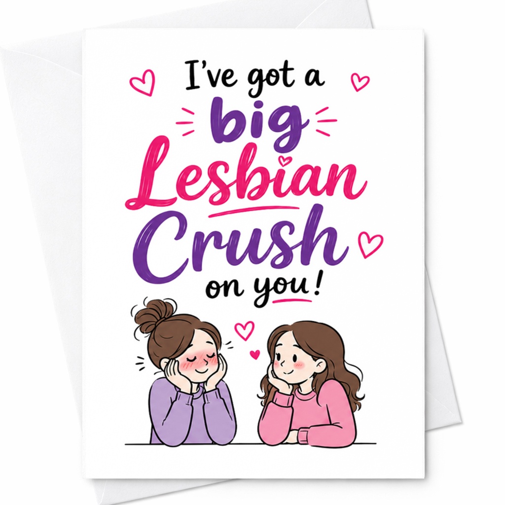 I've Got A Big Lesbian Crush On You Cute Valentine's Day Card Romantic Love Card For Her Girlfriend Sweet Lgbtq+ Couple C2923