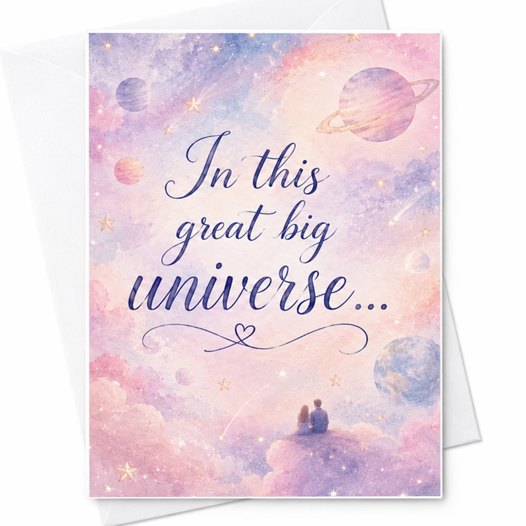 In This Great Big Universe Romantic Anniversary Card Couple Love Celestial Stars Cute Greeting Card For Him Or Her C2932