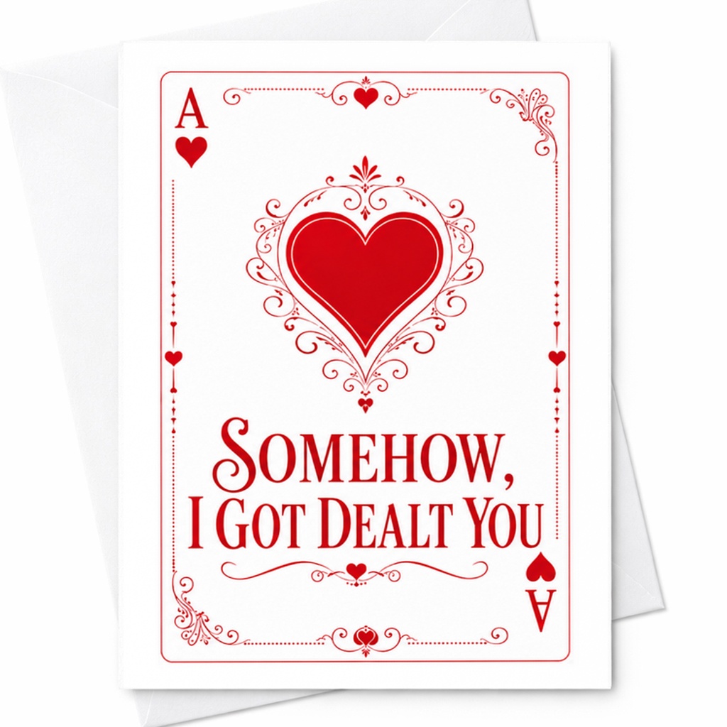 Somehow, I Got Dealt You Romantic Anniversary Card For Husband Wife Cute Love Card For Couples Sweetheart Playing Card C2934