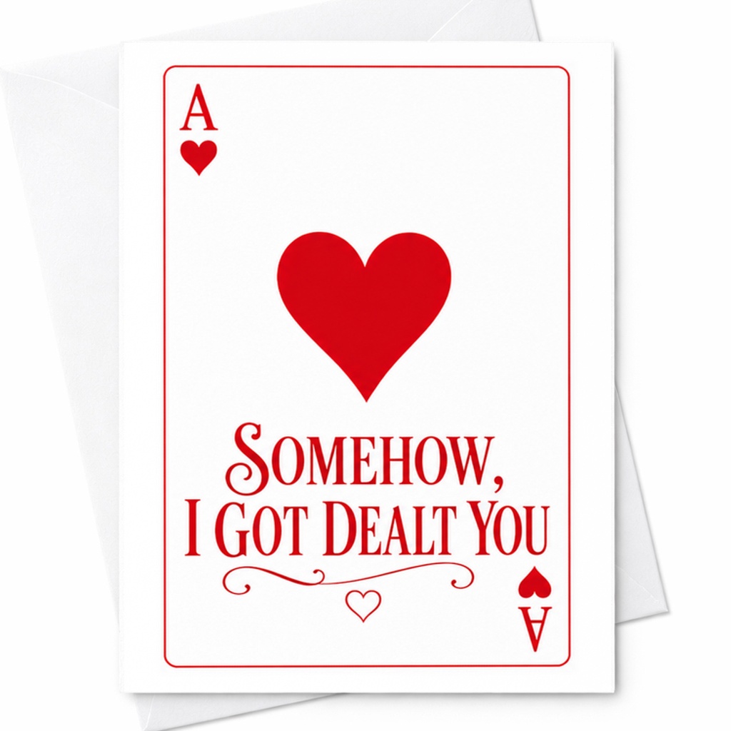 Somehow, I Got Dealt You Romantic Anniversary Card For Husband Wife Cute Love Card For Couples Sweetheart Playing Card C2935