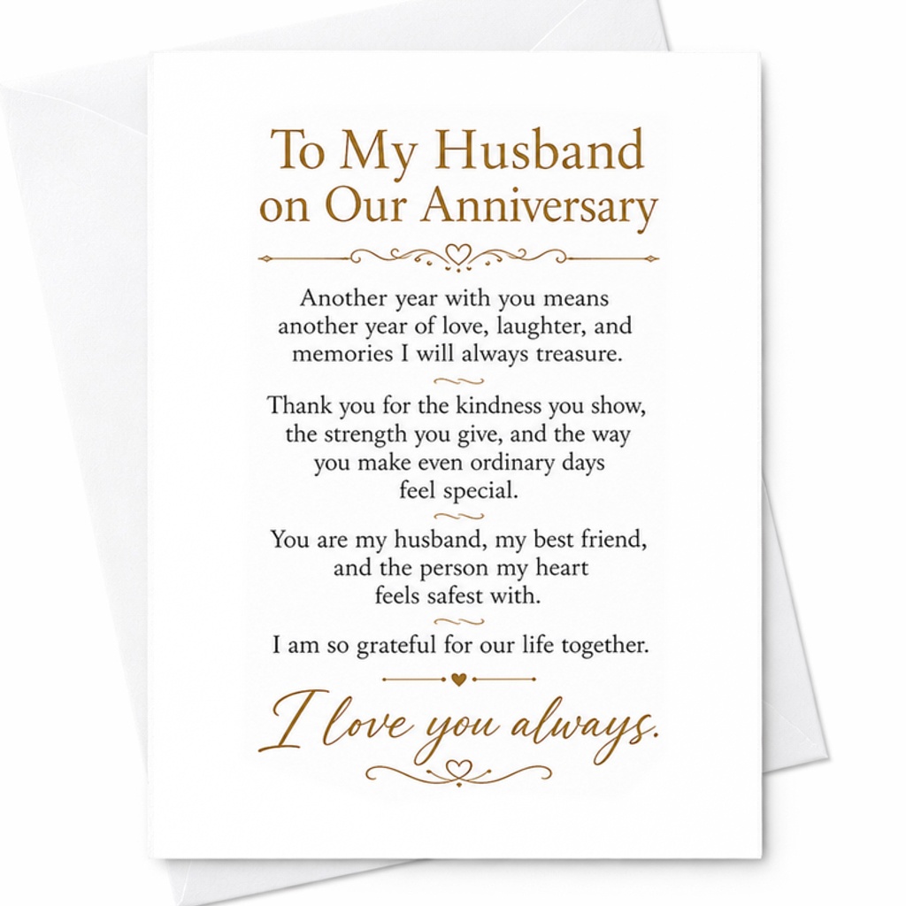 To My Husband On Our Anniversary Card Romantic Anniversary Card For Husband I Love You Always Sentimental Card For Him C2939