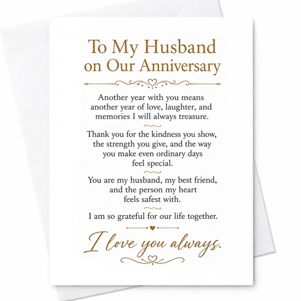 To My Husband On Our Anniversary Card Romantic Anniversary Card For Husband I Love You Always Sentimental Card For Him C2941