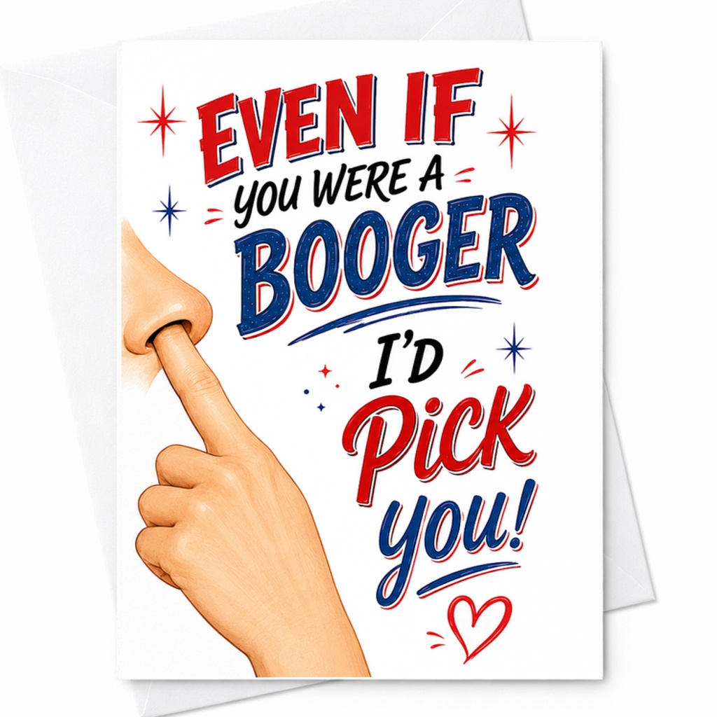 Even If You Were A Booger I'd Pick You Funny Love Card Cute Anniversary Card For Boyfriend Girlfriend Romantic C2942