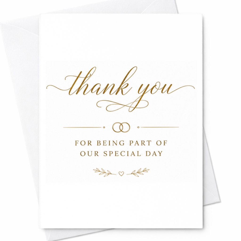 Thank You For Being Part Of Our Special Day Wedding Card Personalized Keepsake For Parents Bridal Party Cotton Paper C2945