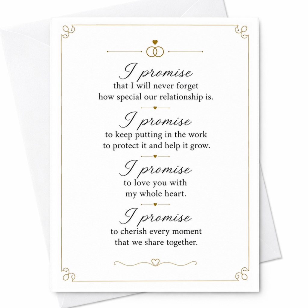I Promise Wedding Card Romantic Anniversary Card For Couple Sentimental Love Card For Husband Wife Special Relationship C2954