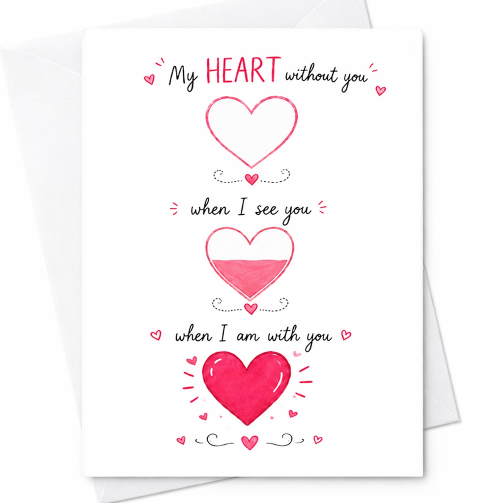 My Heart Without You Romantic Anniversary Card Sweet Love Card For Wife Husband Cute Heart Valentines Day Card C2957