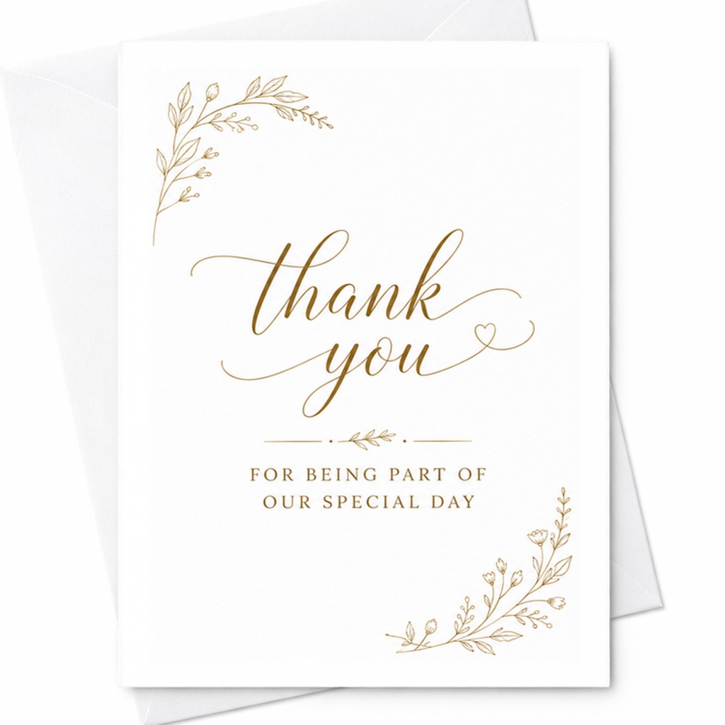 Thank You For Being Part Of Our Special Day Wedding Card Guest Appreciation Elegant Floral Bridal Shower Card C2944
