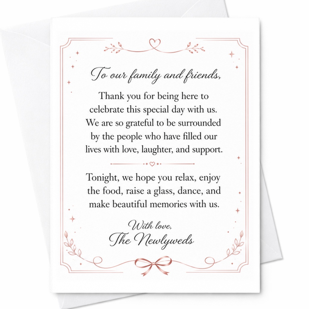 To Our Family And Friends Wedding Card Thank You Newlyweds Celebration Card Love Laughter Support Special Day Memories C2947