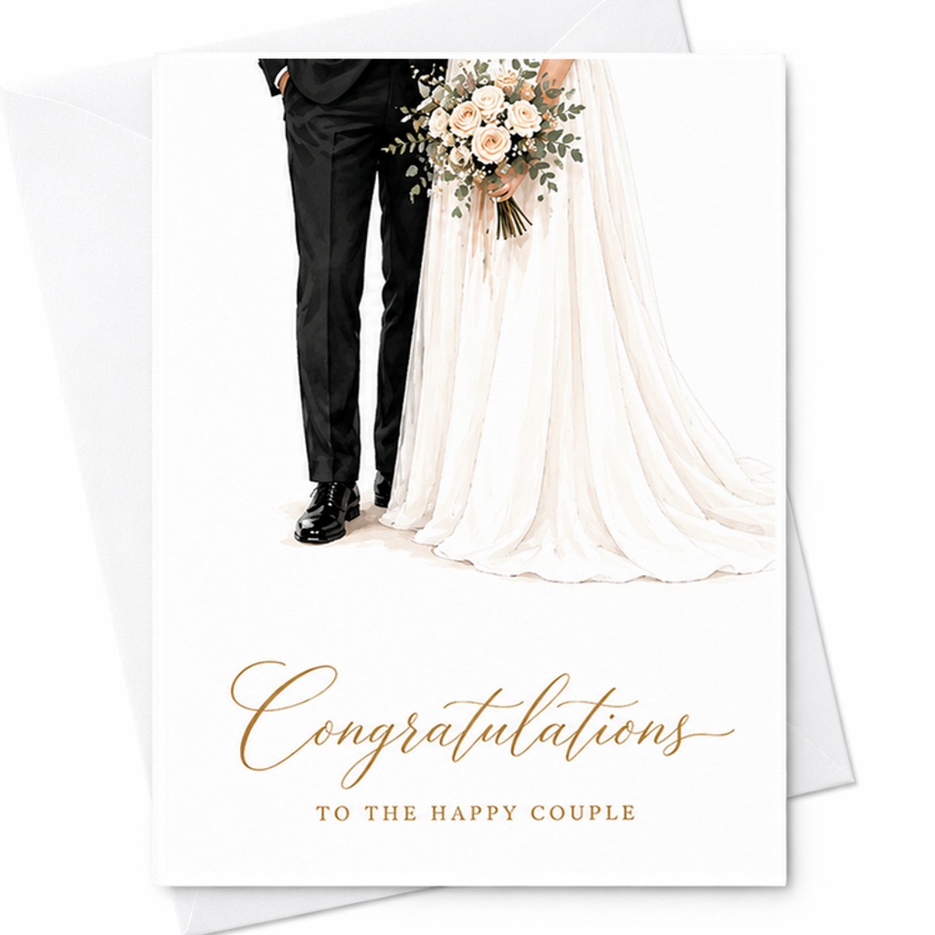 Congratulations To The Happy Couple Wedding Card Elegant Greeting For Newlyweds Romantic Marriage Celebration Gift C2964