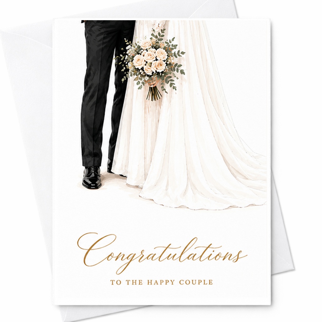 Congratulations To The Happy Couple Wedding Card Elegant Greeting For Newlyweds Bride And Groom Romantic Marriage Celebration C2965
